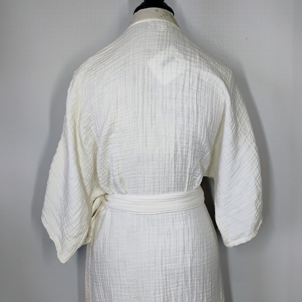 Hammacher Schlemmer UPF 30 Turkish Cotton Cover Up Wrap Dress Ecru Womens S/M - Picture 9 of 13